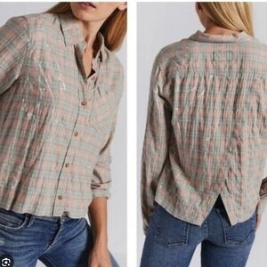 Current Elliot Ivie Sunshine Plaid Paint Spatter Button Up Size 0 EXTRA SMALL